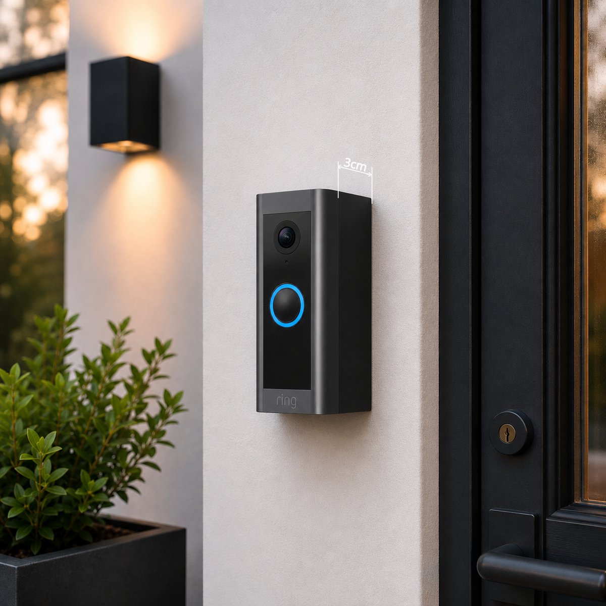 SmarThuis - afstandhouder geschikt voor Ring Video deurbel Wired - afstandhouder van 3cm 30mm- inclusief montage materiaal - sterk en milieubewust