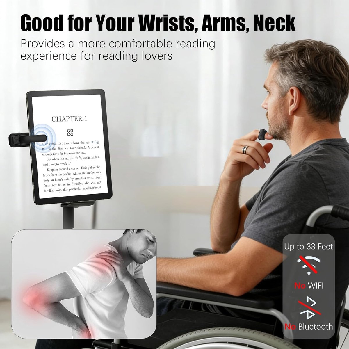 Daity 1stuk - Ring met afstandsbediening voor het omslaan van pagina's – Geschikt voor Kindle Paperwhite/Scribe/Oasis, draadloze RF-afstandsbediening/clicker voor iPhone, iPad, Android-tablets, e-readers, camerasluiter en video-trigger – foto 4