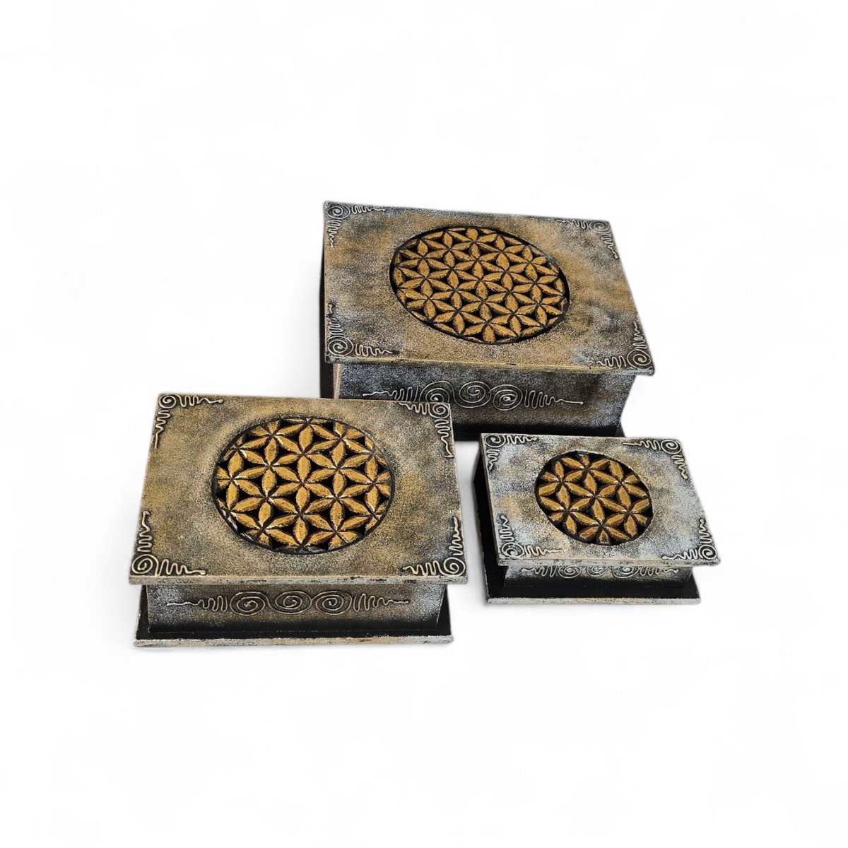 Houten opberg kistjes set van 3 stuks