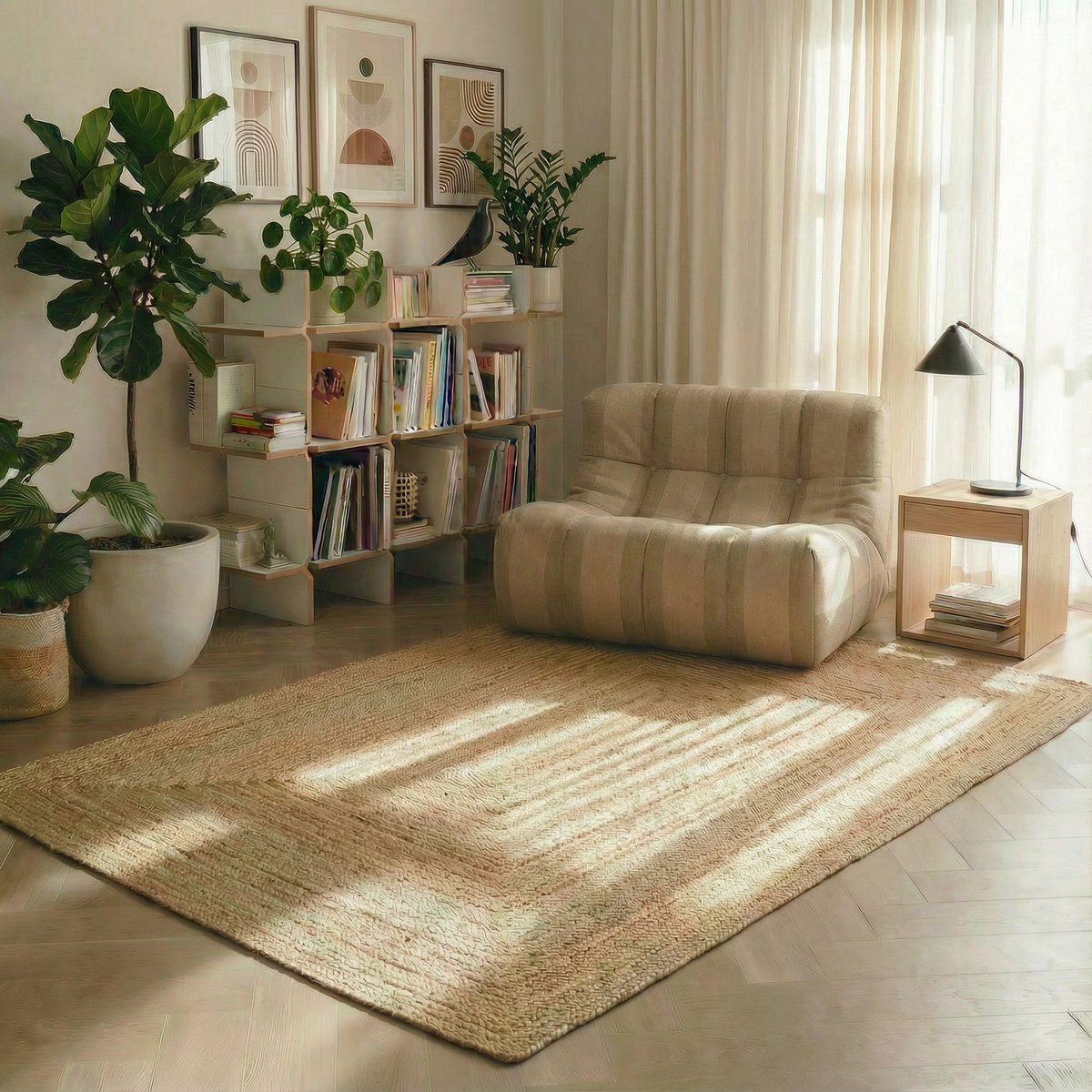 Jute Vloerkleed Rechthoek naturel 300 x 400cm Mrcarpet