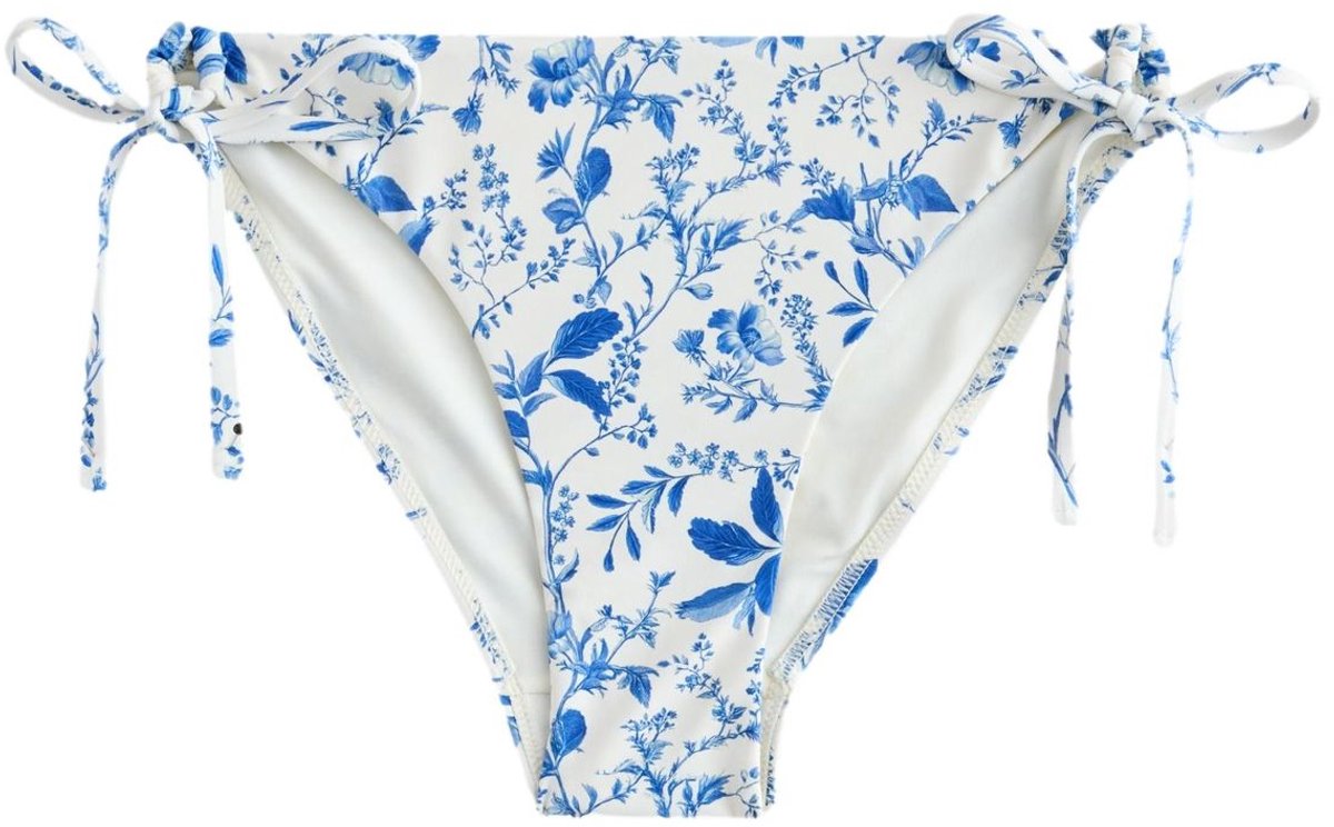 Next Dames - Bikinibroekje met gestrikte zijkant - Crème Cream/Blue Ditsy Floral