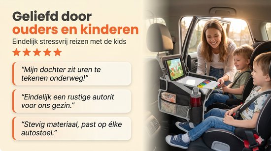 Panilli Reistafel Voor Auto- Stiften cadeau - Reistafel voor Kinderen - Autotafel - Speeltafel Auto - Auto Stoel organizer Kinderen - Zwart van Merkloos — afbeelding 3