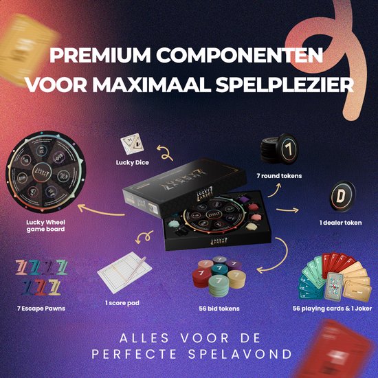 Double Lucky 7 - Gezelschapsspel voor volwassenen en families - 2026 Editie met Lucky Wheel – Bordspel & kaartspel in 1 met verrassende twists - Vanaf 14 jaar - 2 tot 7 spelers - 40 min.