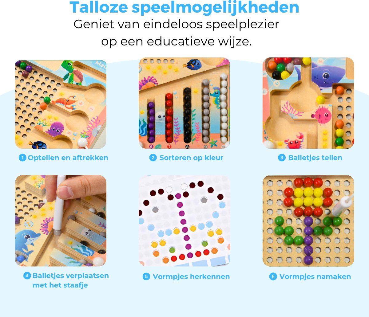 Mauzek® Magnetisch Doolhof Zee – Montessori speelgoed – Houten speelgoed – Magneetspel – Sensorisch – Reisspeelgoed – Magnetisch – Peuter speelgoed – Voor in de auto – Speelgoed voor onderweg – Jongens – Meisjes – 3 jaar – 4 jaar – 5 jaar – 6 jaar — afbeelding 4