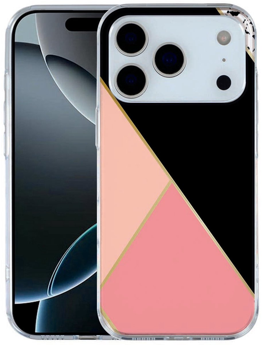 voor Apple iPhone 17 Pro Softcase Back cover Zwart Roze Vormen