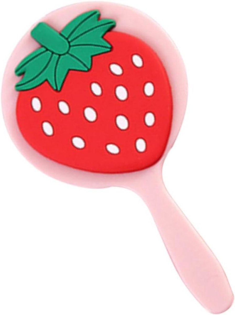 Schattige Spiegel - Aardbeienmotief - Dagelijks Gebruik - Draagbaar Ontwerp - 10 cm - Roze
