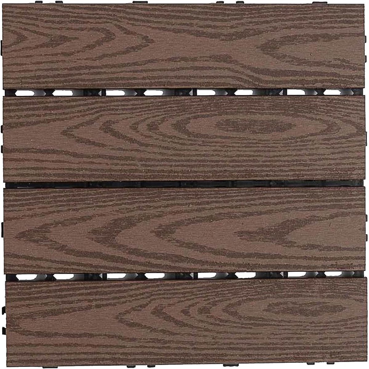 Houten Plastic Tegels - Vlondertegels Composiet - Balkon Terras - Klik Systeem - 12 Stuks - Koffie