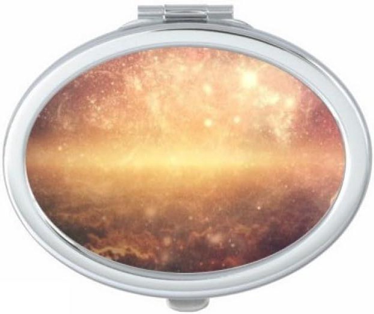 Compact Make-up Spiegel - Handspiegel Oval - Make-up Aanbrengen - Dubbel Glas - 7 x 6 cm - Blauw