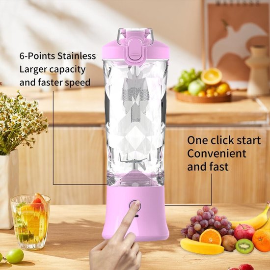 Draagbare blender, 600 ml persoonlijke sapcentrifuge, mini USB oplaadbare sapcentrifuge, compact en waterdicht. — afbeelding 2