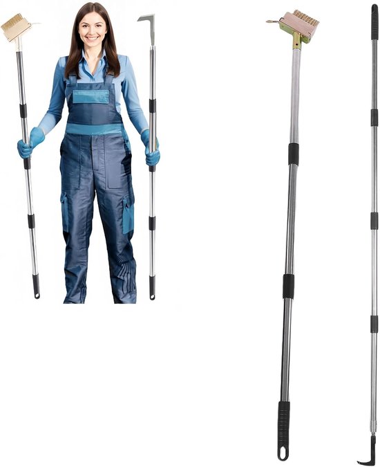 Onkruidtrekker - Wiedgereedschap - Oprit Schoonmaken - Verstelbare Handgreep - 109 kg - Zilver — afbeelding 4