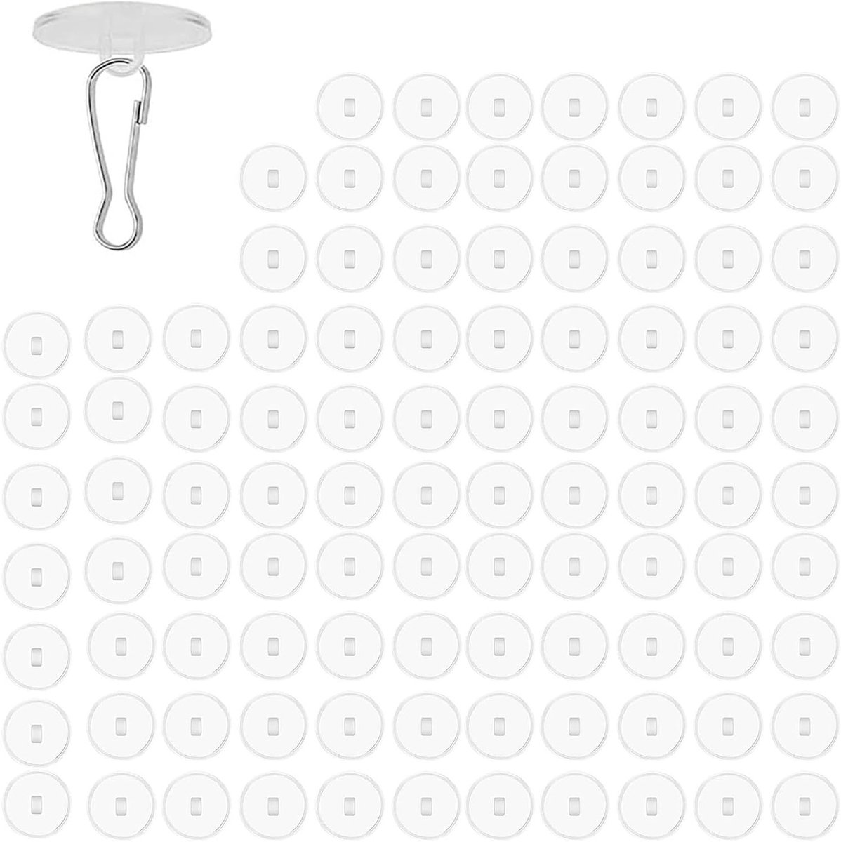 100 Stuks Zelfklevende Plafondhaken 3 cm - Ronde Transparante Haken voor Plafond, Raam en Auto-interieur zonder Boren, Multifunctionele Oplossing voor Thuisgebruik