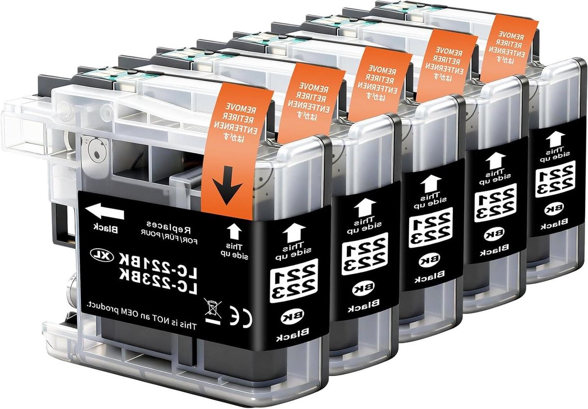 Zwarte Inktcartridges - Inkjet Vulling - Documenten Printen - Geüpgradede Chip - 5 Stuks - Zwart
