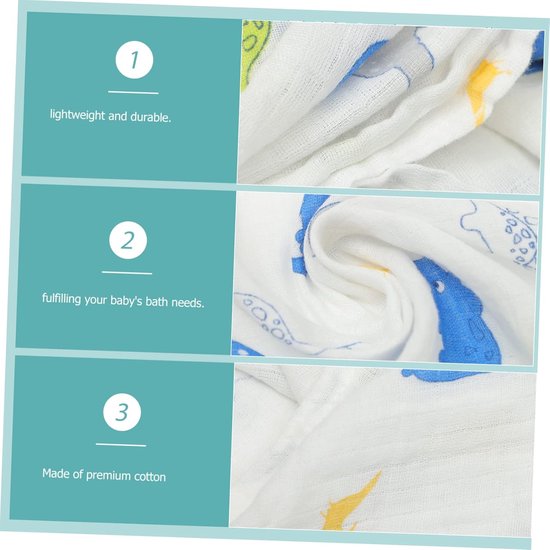 Katoenen Badcape - Baby Handdoek Baby Wrap - Baby Baden - Vier Laags Mousseline - 68 x 64 cm — afbeelding 2