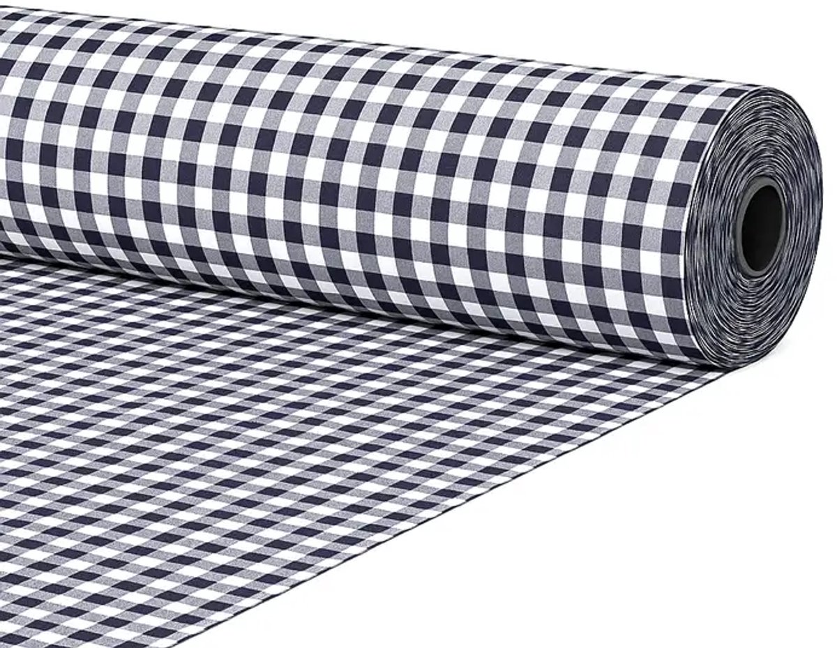 Gamusi Stof op doorlopende snit katoen vichy ruit breedte 280 cm per meter - 70% katoen - 30% polyester - Blauw