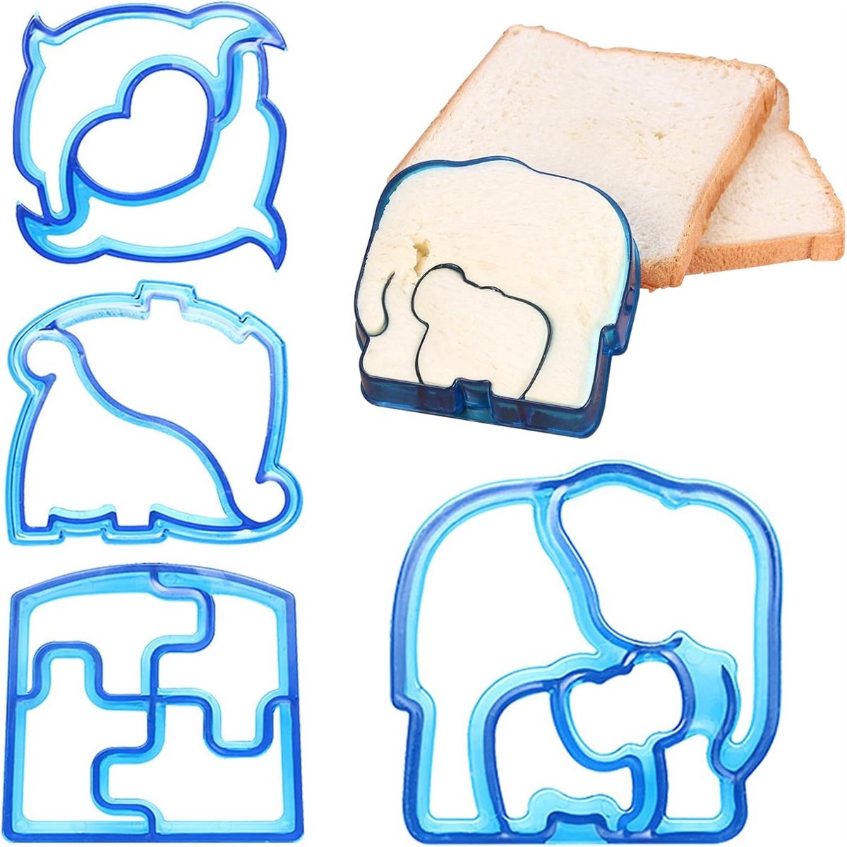 carmdering - Keksausstecher - Koekjesvormen - Voedseluitsteker - Veilig Kunststof Design - Gemakkelijk Te Gebruiken - Duurzaam Materiaal - Gladde Randen - Ideaal Voor Kinderlunches - 4 Stuks