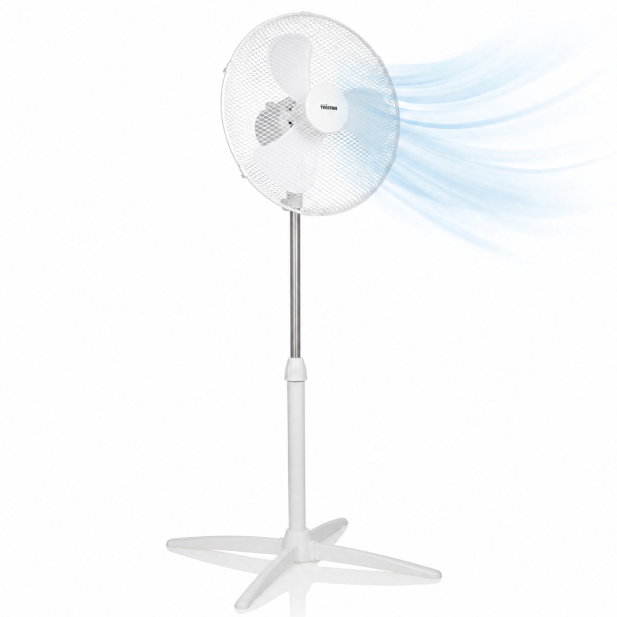 Bol.com Statiefventilator 40 cm – 45W – 3 Snelheden – 85° Oscillatie – In Hoogte Verstelbaar – Tristar VE-5755 – Wit aanbieding
