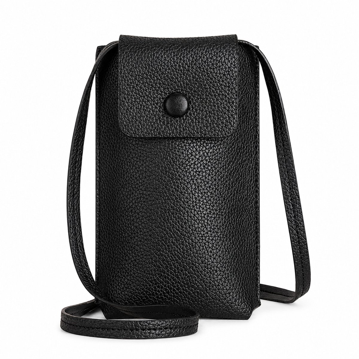 Helin Life Dames-telefoonhoesje - Schoudertas - Telefoonhoesje - Schoudertas voor smartphones – PU-leer – Verstelbare schouderriem – Geschikt voor telefoons tot 6,7 inch – Zwart - Compacte, stijlvolle schoudertas