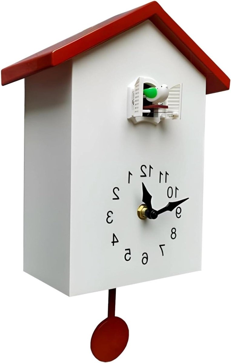 Koekoeksklok - Wandklok Vogel - Woonkamer Decoratie - Verstelbaar Geluid - 35 cm - Wit