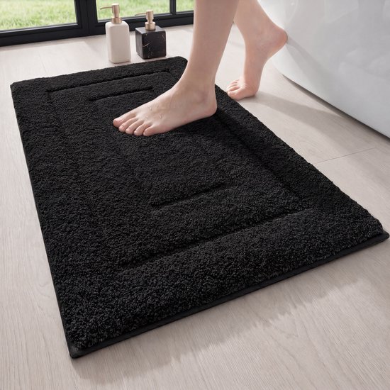 MAESON Badmat 60x110 cm - Antislip & Waterbestendig - Douchemat voor Badkamer - Zwart - Groot - Geschikt voor Douche & Bad