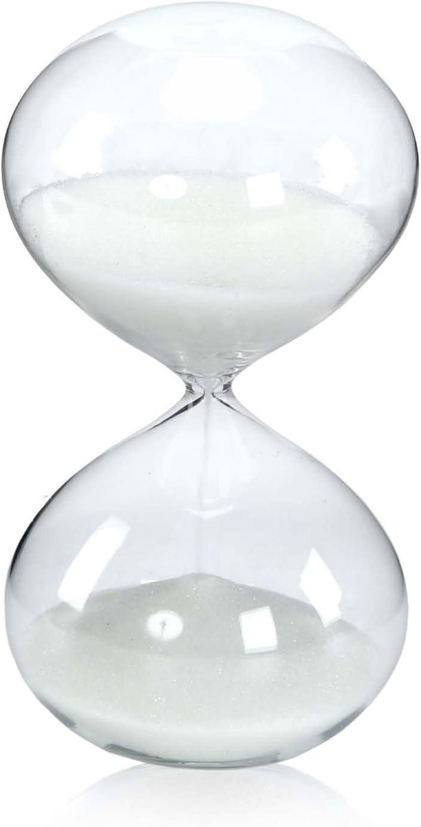 Zandloper Golvend - Decoratief Zandglas - Tijd Meten - Mondgeblazen Glas - 5 Minuten - Wit