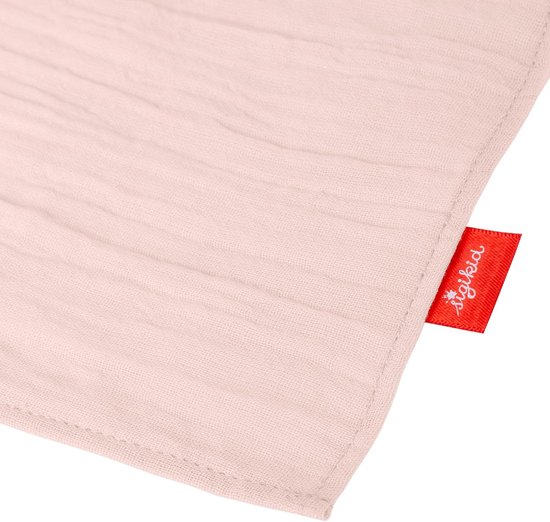 Knuffeldoek beer - Babyspeelgoed mousseline - Troosten en knuffelen - Zacht katoen geborduurd gezicht - 32 x 24 cm - Roze — afbeelding 4