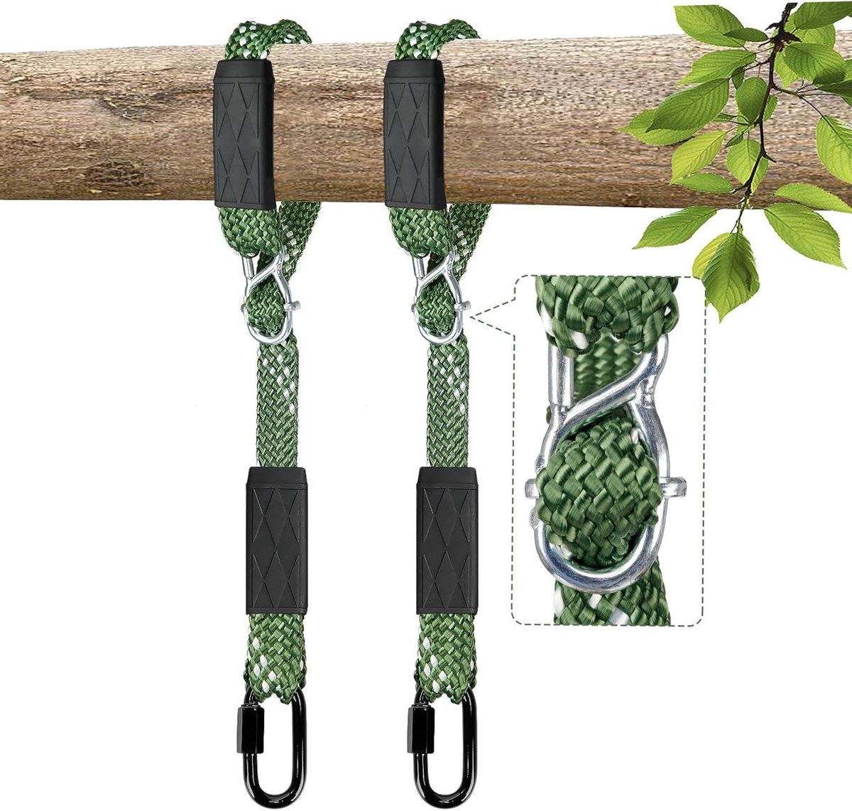 Schommelbevestiging Touw - Hangmat Ophanging - Buiten Ontspannen - Verstelbaar Nylon - 101 cm Lengte - Groen
