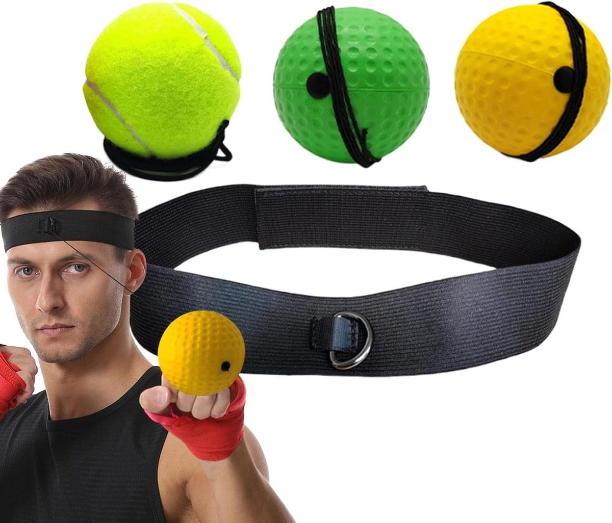 Boksbal met hoofdband - Reactiebal training - Reflexen verbeteren - Robuust PU materiaal - 8 centimeter - Uniek