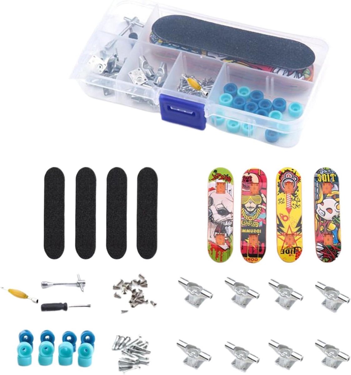 Generico Skateboard vingerboard speelgoed en vingerboard vingerboard speelgoedset realistisch mini-skateboard geschikt voor thuis school feest speelkamer binnen en buiten en verjaardag