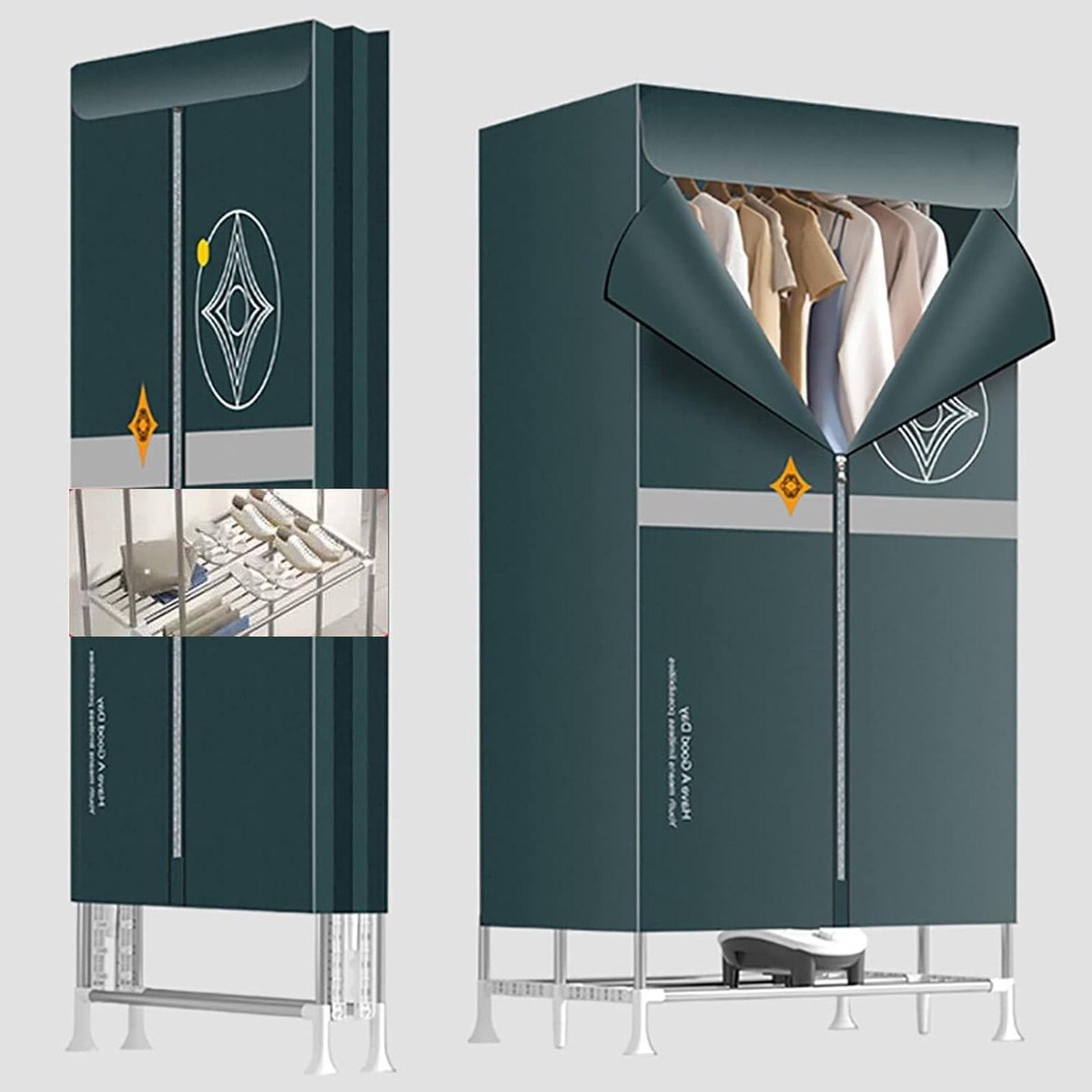 Elektrische Droogrek Wasdroger Binnen Snel Kleding Drogen Opvouwbaar Ontwerp Grote Capaciteit Wit