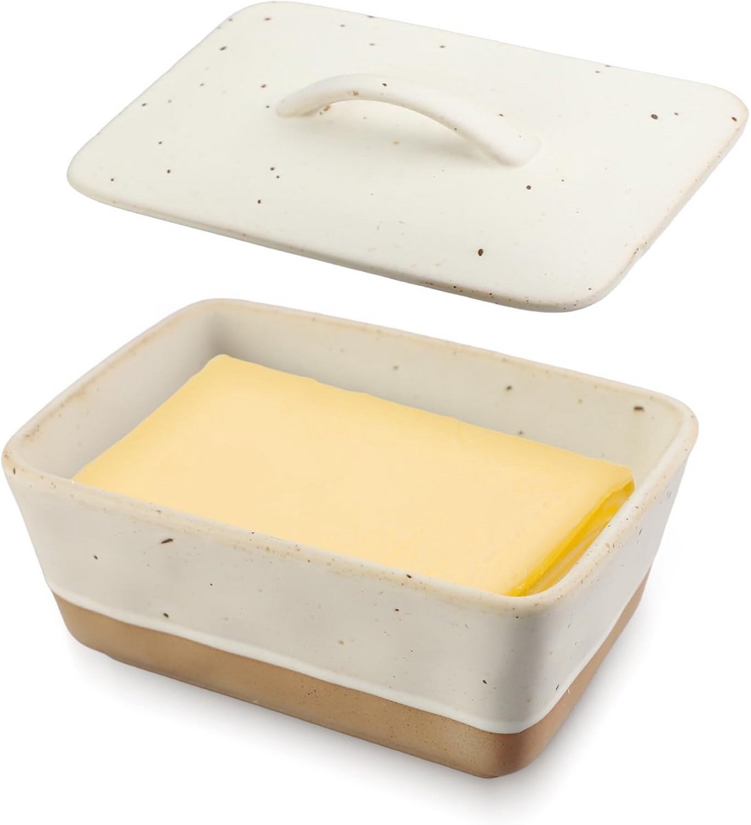 Keramieken botervloot voor alle botermaten, vintage design, vaatwasmachinebestendig