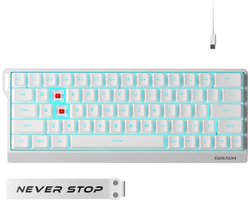 EWEADN Mechanisch Gaming Toetsenbord 60% Draadloos - RGB Verlichting - Rode Switches - Compact Mini Keyboard - Wit