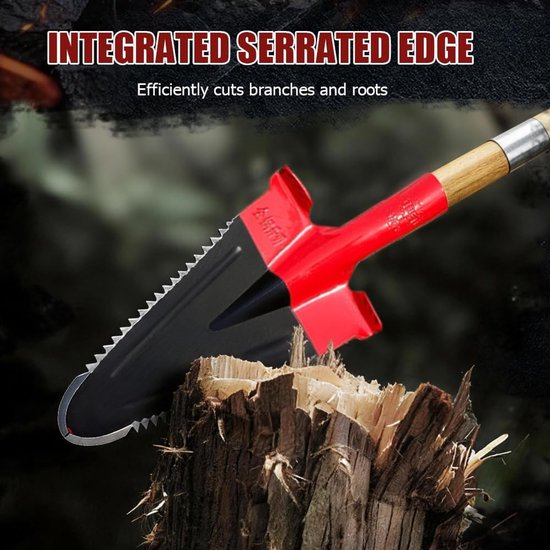 Spade met zaag - Wortelspade tuingereedschap - Tuinonderhoud klussen - 3-in-1 functie - 142 cm lengte - Zwart — afbeelding 5
