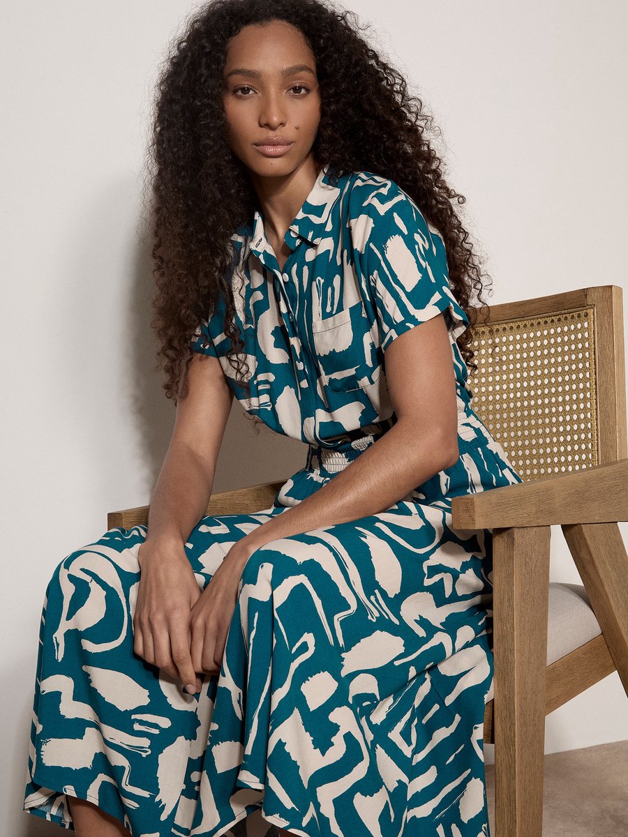Midi-jurk met Grieks shirtpatroon