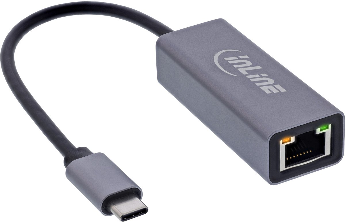 InLine® USB 3.2 netwerkadapterkabel, USB-C naar RJ45 Gigabit netwerk