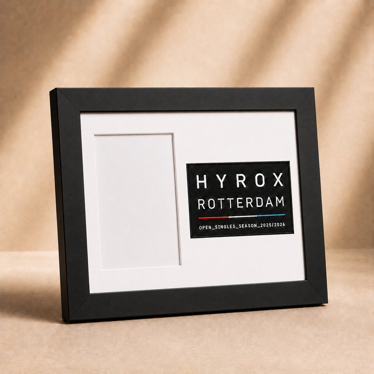 T3D HYROX Fotolijst Patch Display Frame - Zwart wit - Sport Herinnering Display - Hyrox patch - A7 Foto Formaat