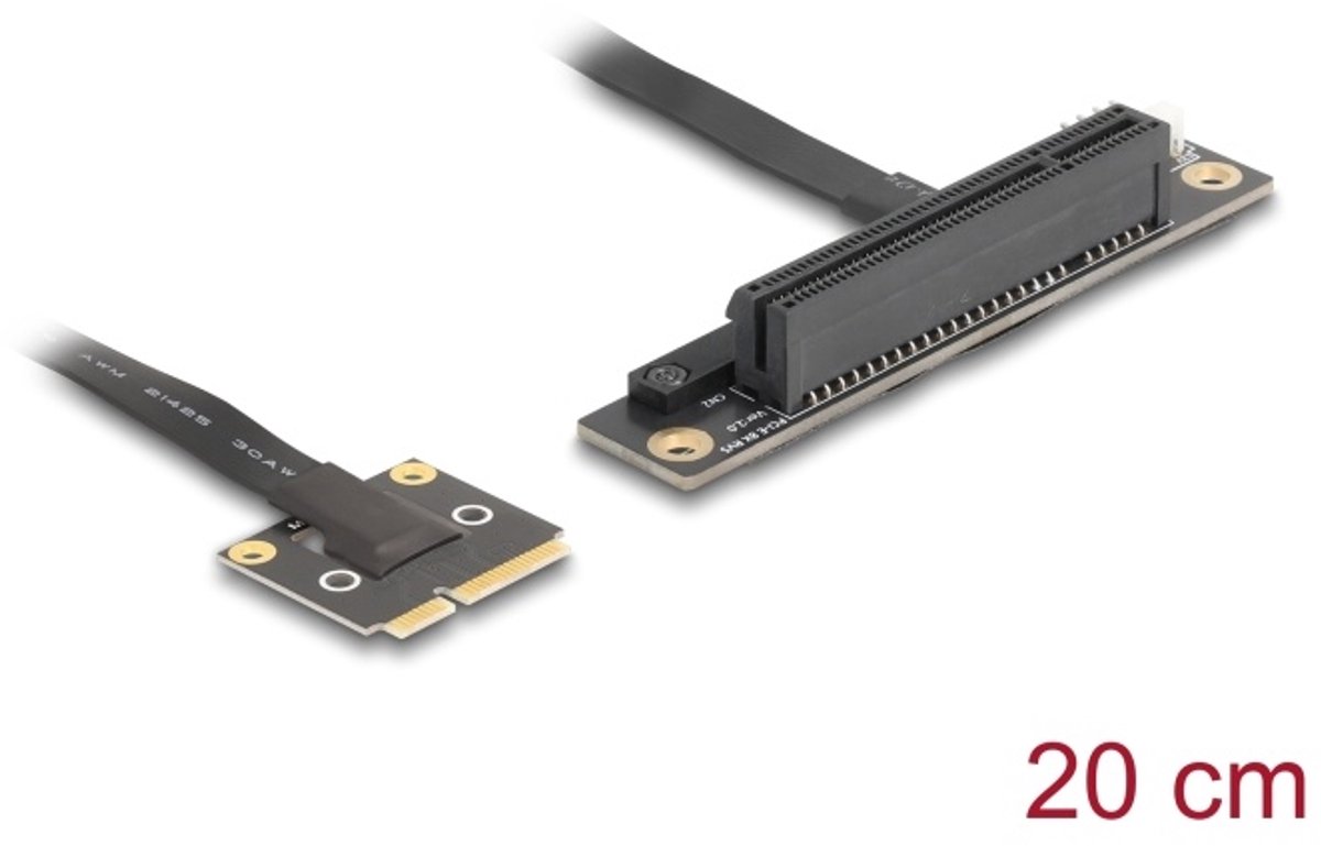 Delock Adapter Mini PCIe male to PCIe 3.0 x8 slot 90° angled with cable 20 cm