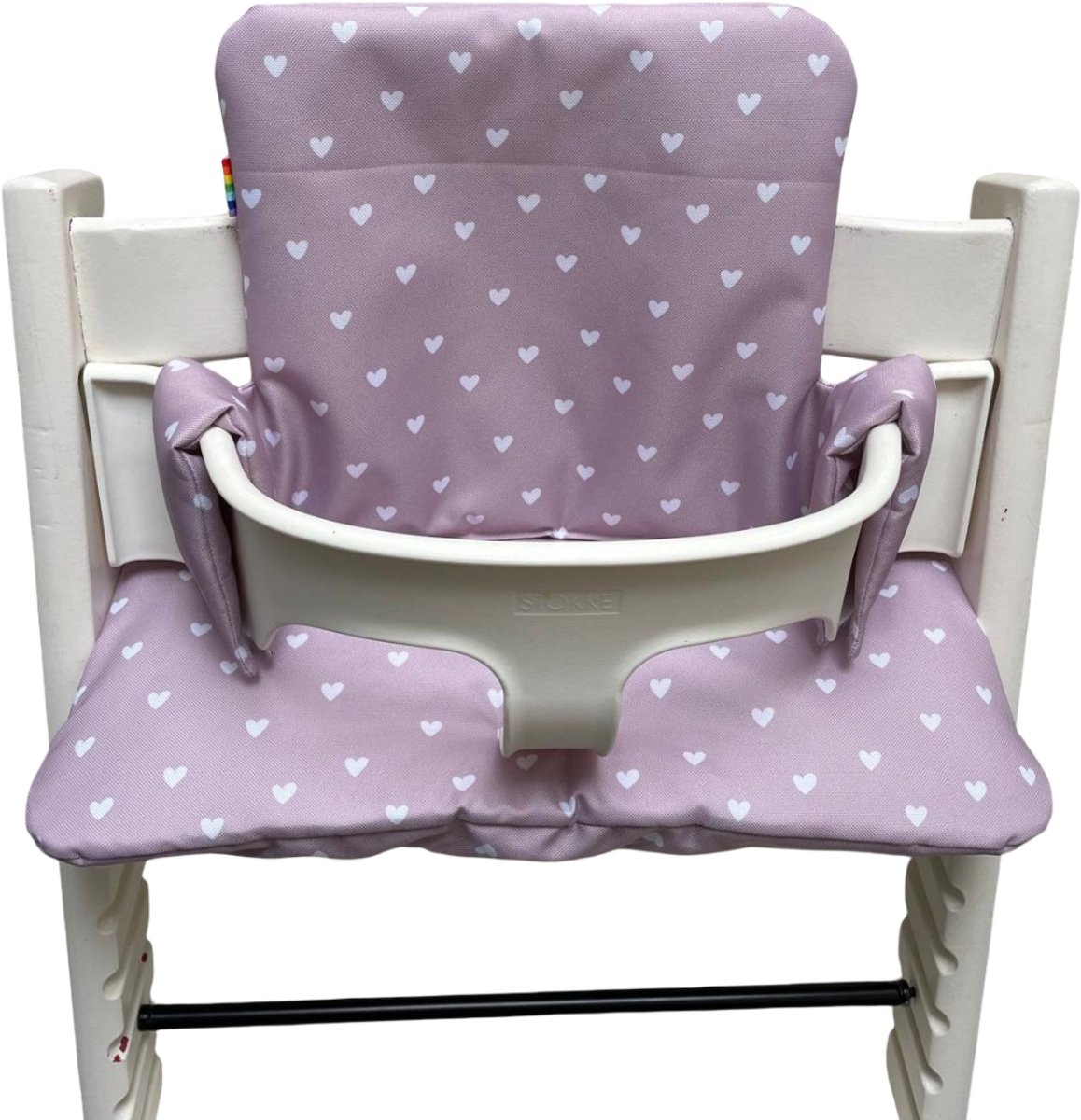 Gecoate kussenset voor de Tripp Trapp kinderstoel van Stokke - Hartjes roze - eenvoudig schoon te vegen - comfortabel - duurzaam