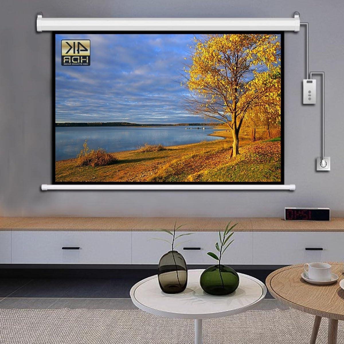 Gemotoriseerd Projectiescherm - Elektrisch Scherm - Home Cinema - Anti-Vouw Materiaal - 60 of 72 Inch - Wit