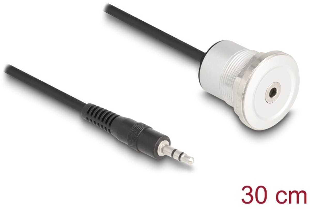 Delock Stereo 3.5 mm 3 pin built-in female with cable male 30 cm aluminium