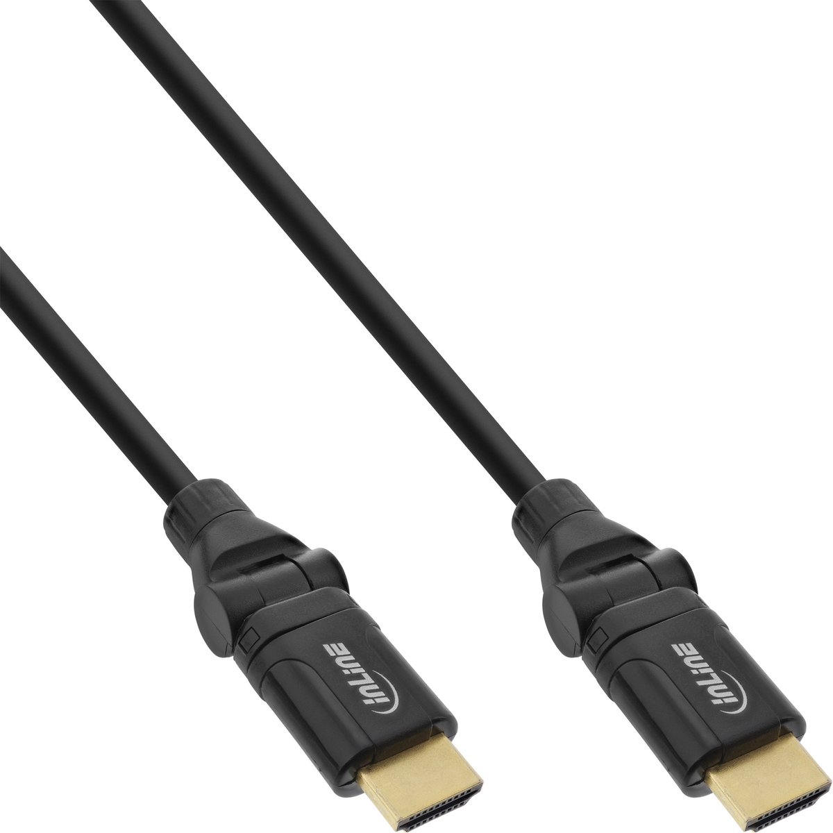 InLine® HDMI HS kabel met ethernet, male / male, zwart, flex. bocht, 0,5m