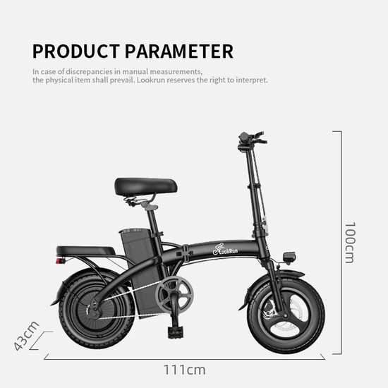 FATBIKE - LOOKRUN G11 Elektrische Vouwfiets - 25 KM/H - 400W Motor, 80KM Bereik - By Dalure® — afbeelding 5