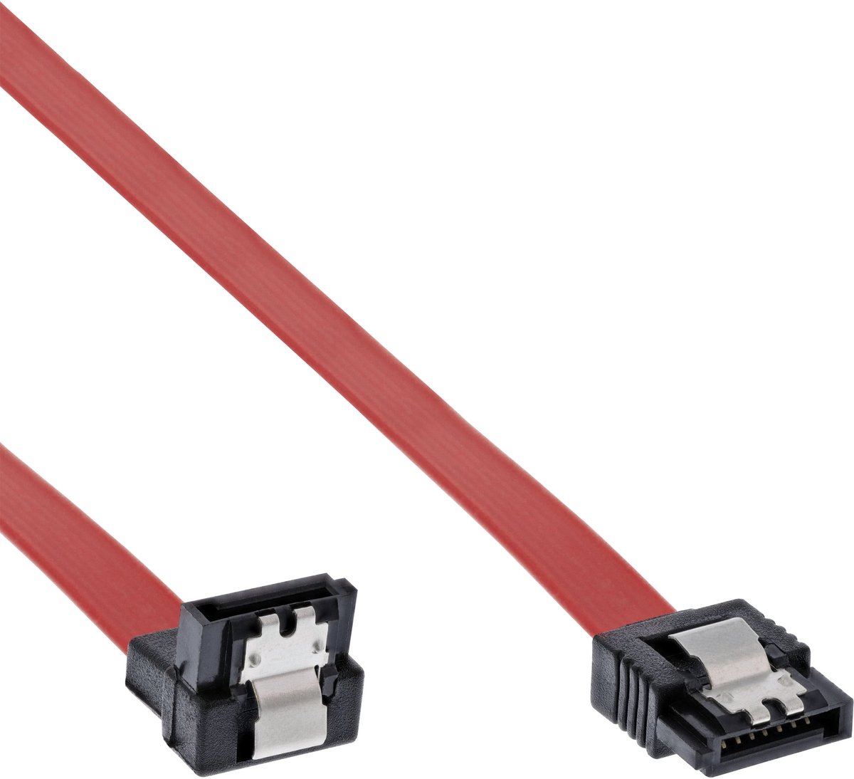InLine® SATA verbindingskabel haaks, met veiligheidslip, 0,15m