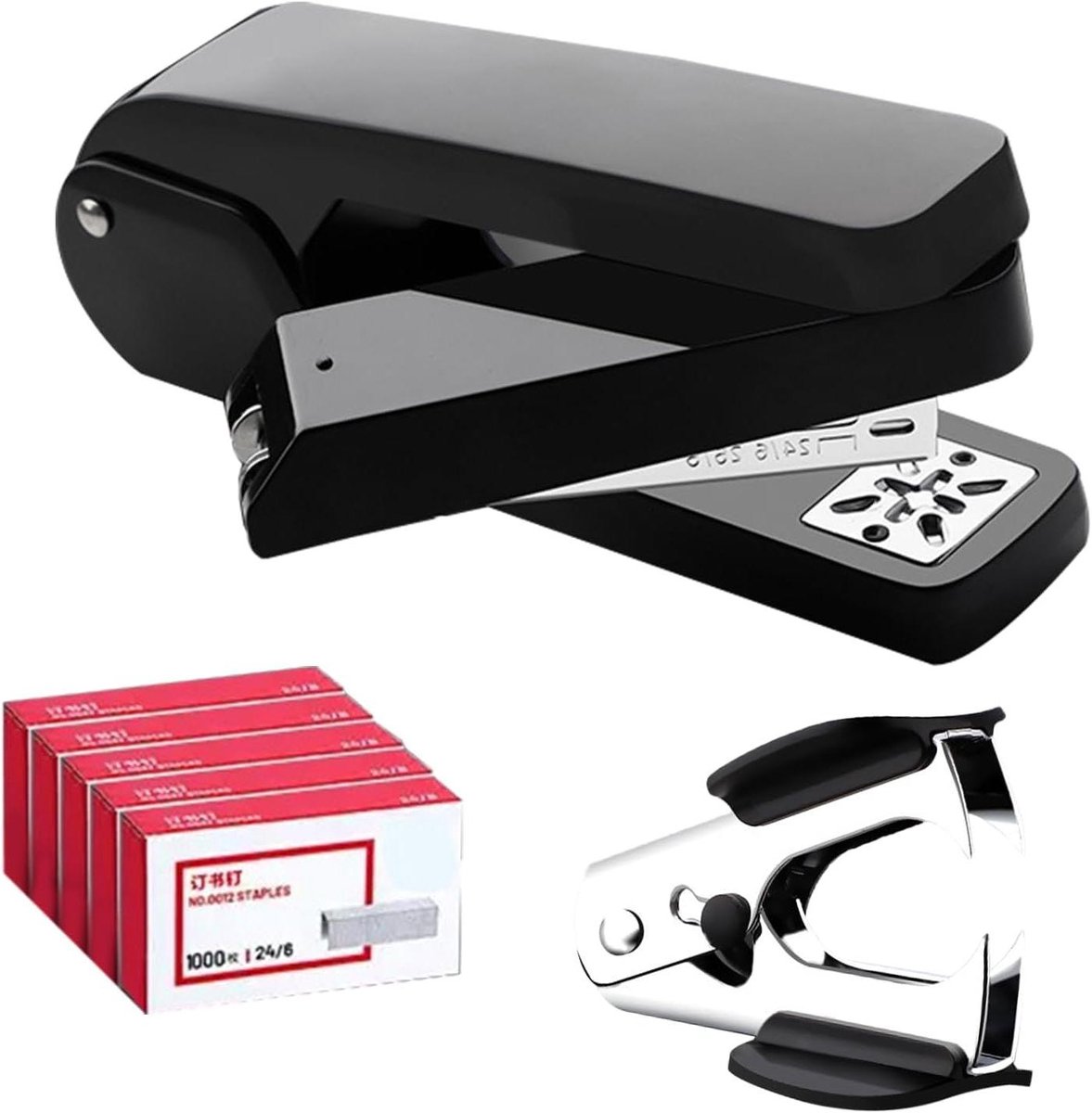 Bureau nietmachine - Papierbinder set - Documenten organiseren - 360 graden draaibaar - 5000 nietjes - Zwart