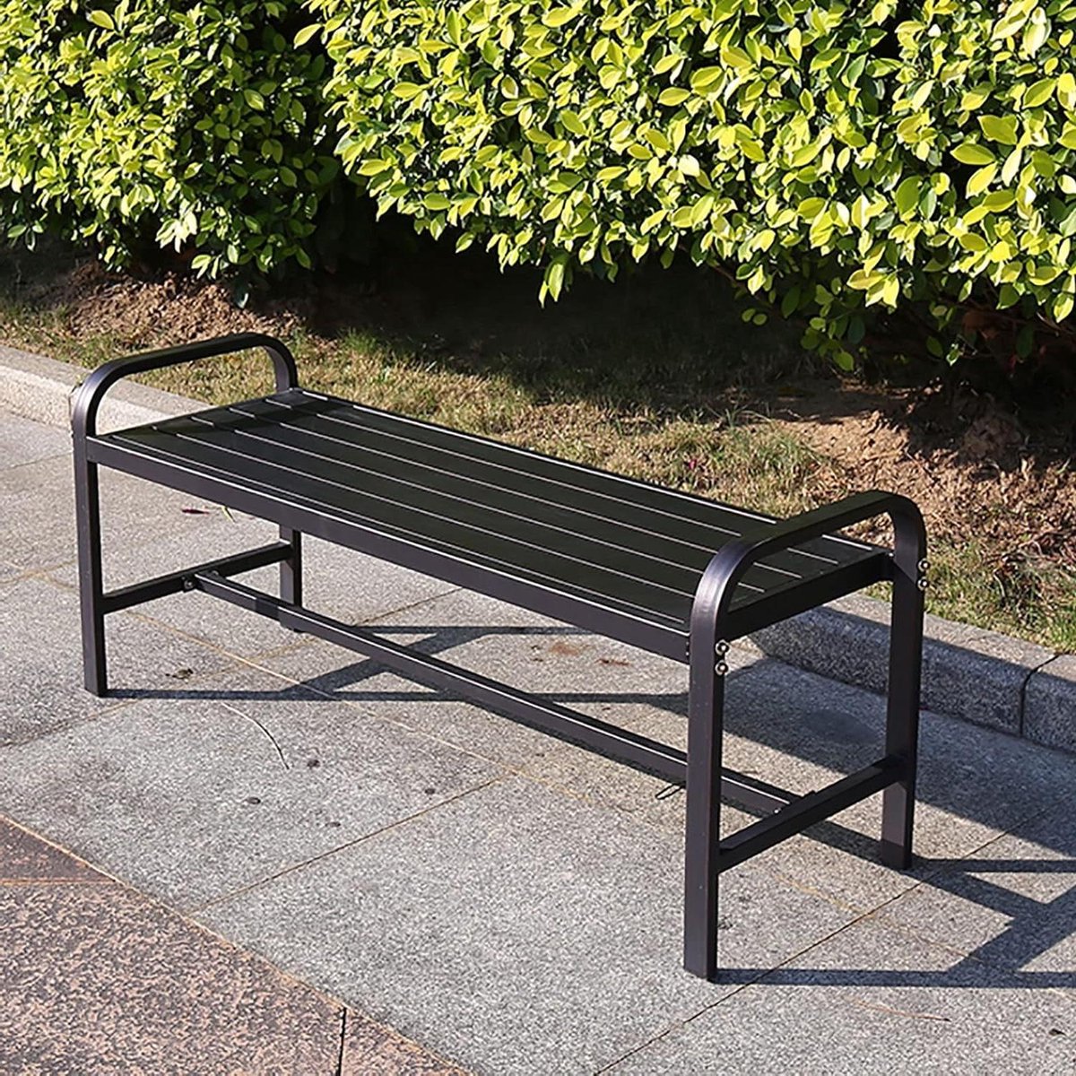 Metalen Tuinbank - Buiten Zitplaats - Genieten van de tuin - Roestbestendig frame - 125 cm breed - Zwart