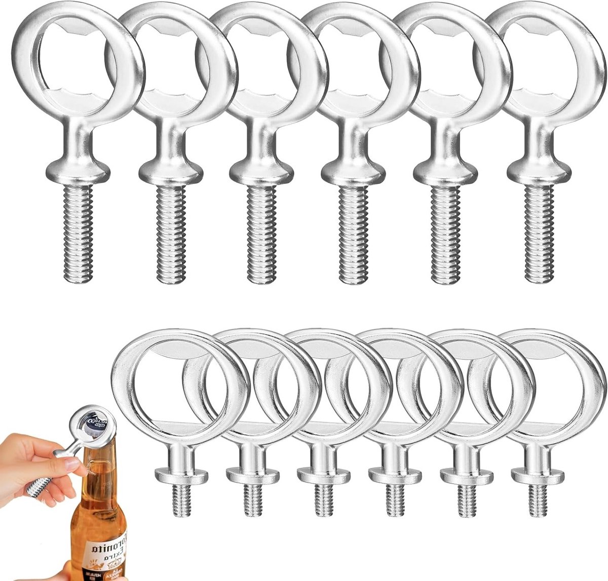 Duurzame RVS Flesopener met Draad, Set van 6 voor Thuis, Café en Buitenactiviteiten