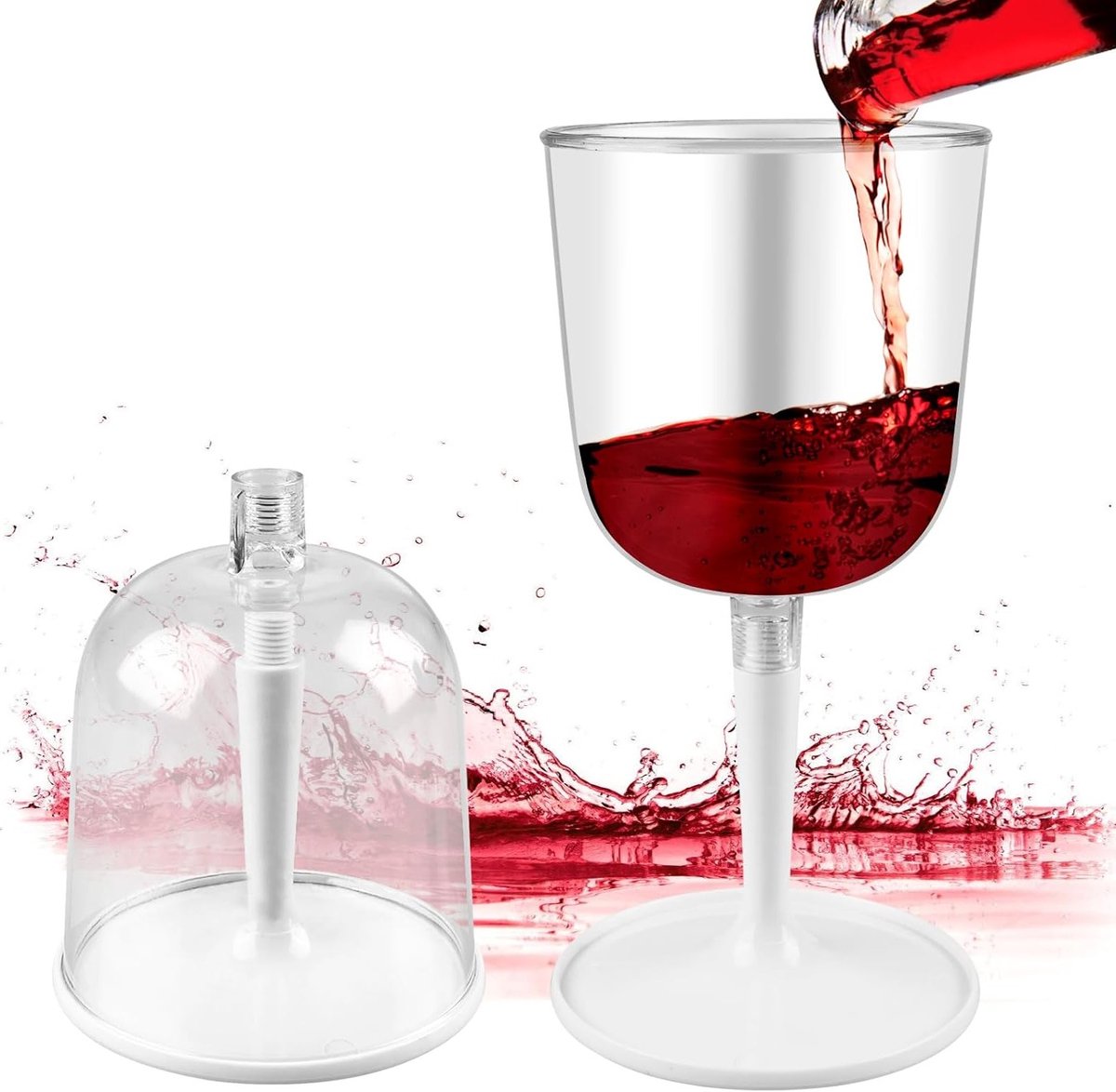 Set van 2 Herbruikbare Plastic Wijnglazen - Moderne en Draagbare Wijnglazen voor Feestjes, Kamperen en Picknicks, Vaatwasserbestendig