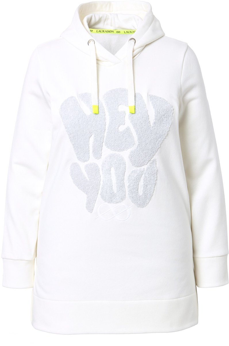Laurasøn - Dames - Lang sweatshirt lange mouw capuchon OEKO-TEX - Off-white - Maat 40+