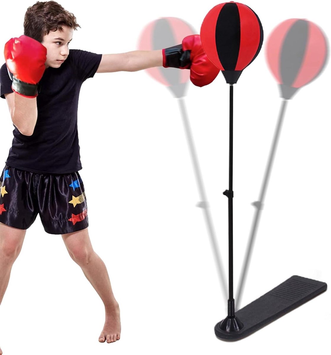 Staande Bokszak - Trainingsset Kinderen - Actief Spelen - Verstelbare Hoogte - 106 cm - Rood