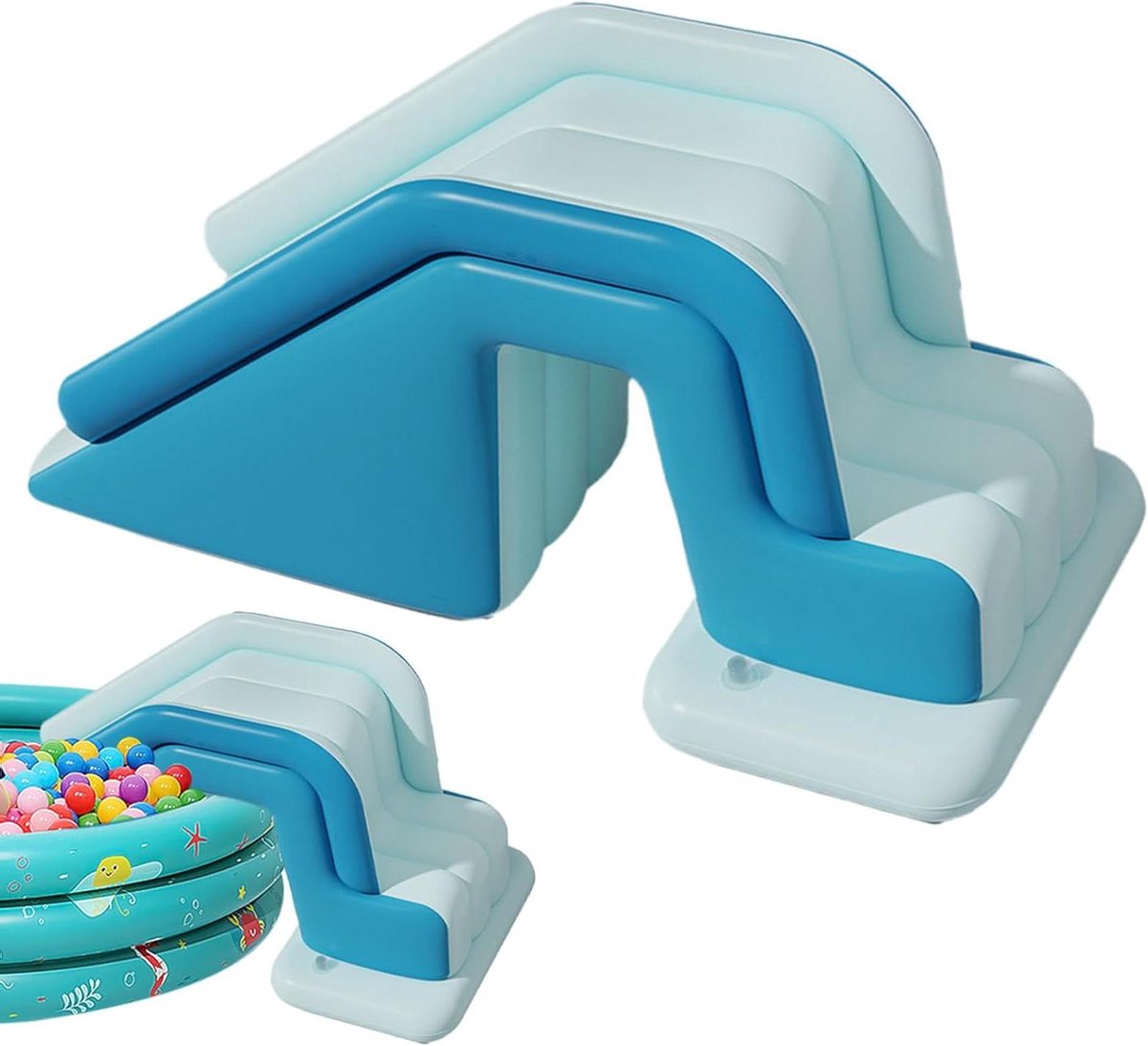 Opblaasbare Glijbaan - Kinder Zwembad - Waterpret Tuin - Snelle Montage - Compact Opvouwbaar - Blauw