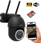 Finex Beveiligingscamera Vision – 4K Ultra HD – Geen abonnement - Inclusief 32GB SD kaart - Op Batterij – Buiten Camera Met Nachtzicht – Buitencamera – Bewakingscamera voor Buiten – Beveiligingscamera Met WiFi en App – Black Edition